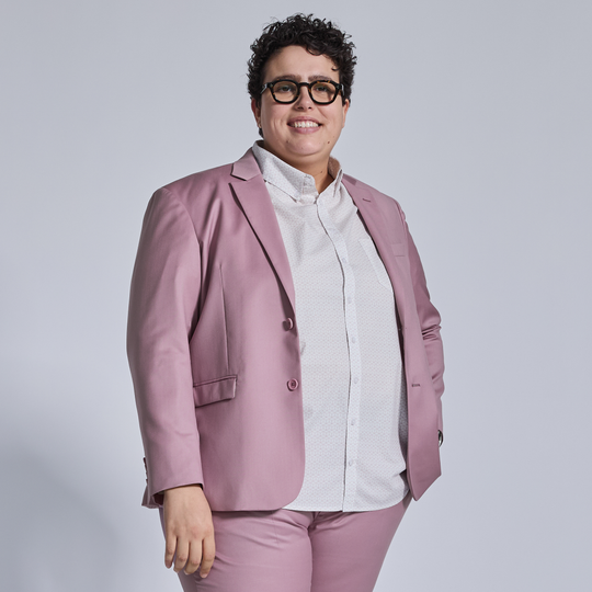 Summer wedding suiting in Dusty Mauve by Kirrin Finch